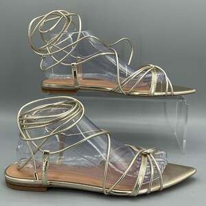 NEW INC Women’s Kharmaa Lace Up Flat Sandals Gold Size 6.5M